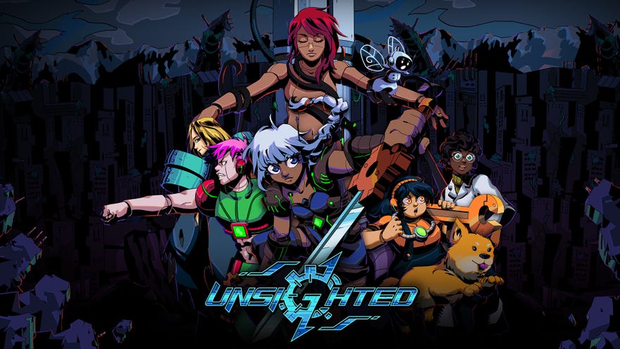 Artwork of the central cast in Unsighted