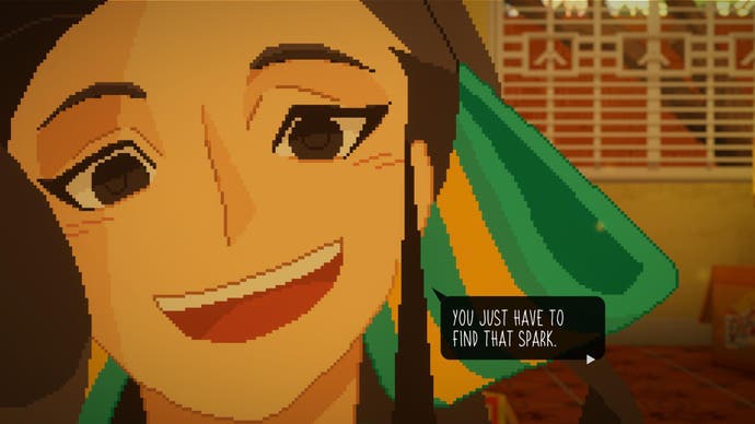A screenshot of Until Then shows a character, Louise, saying that everyone needs to find that spark.