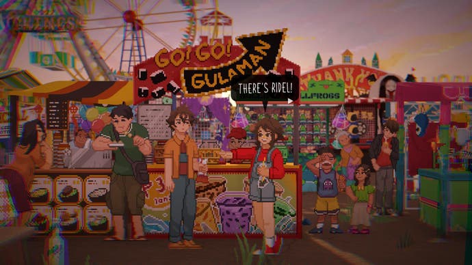 A screenshot of Until Then shows characters buying snacks and gulaman while at a fair.