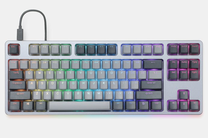 a photo of a drop ctrl tenkeyless keyboard with rgb backlighting