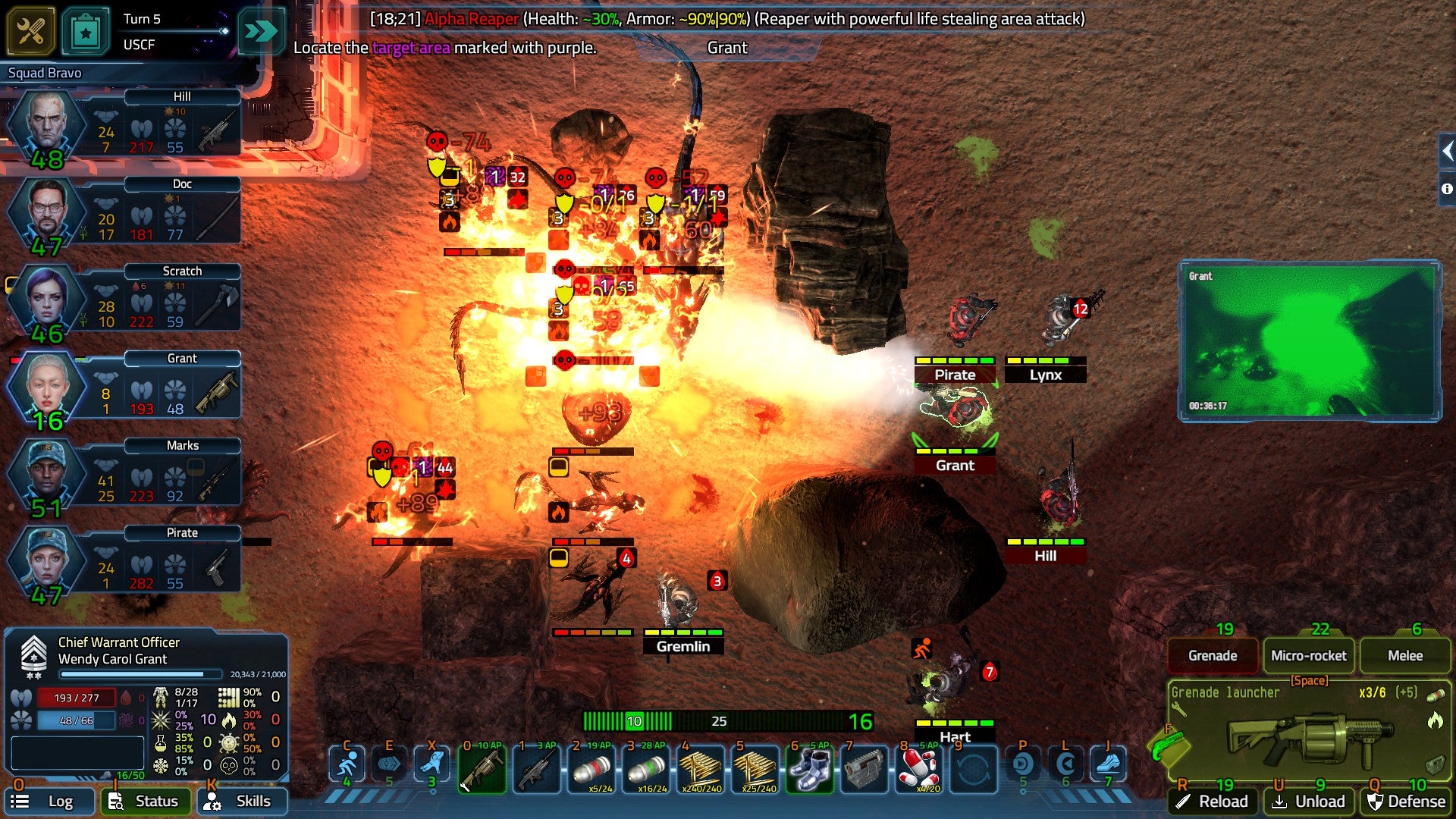 Shooting a group of hostile aliens, most of which are on fire, in USC: Counterforce. - 3