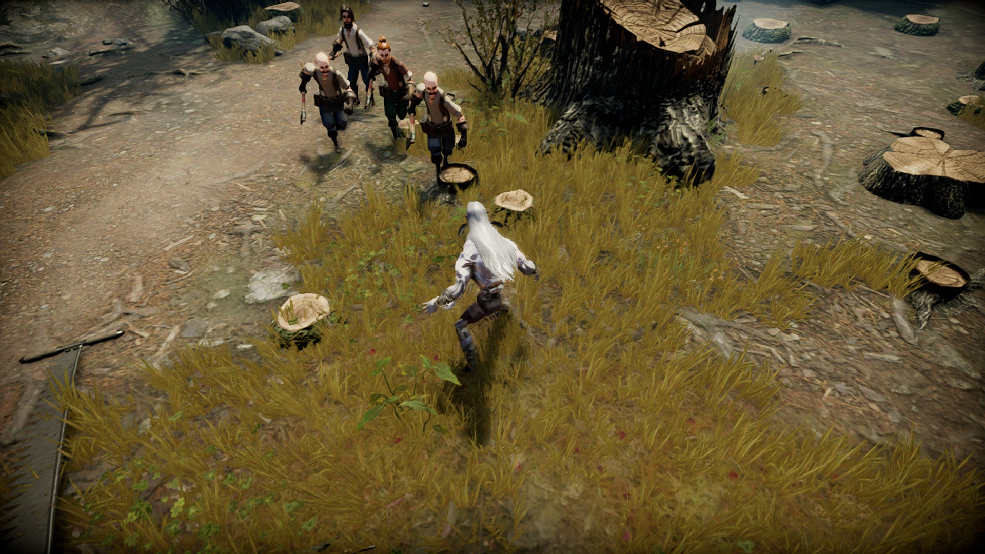 A vampire in V Rising prepares to fight an attacking mob of humans. - 7