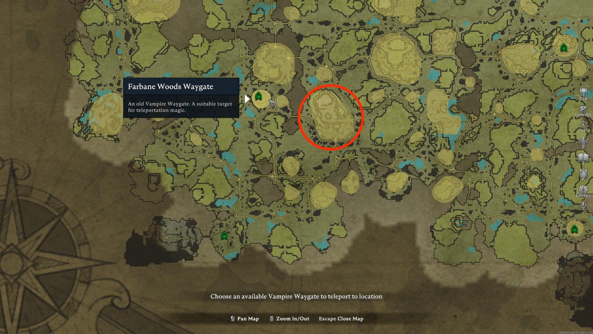 Part of the map of V Rising, with the location of a Copper Mine circled in red. - 4