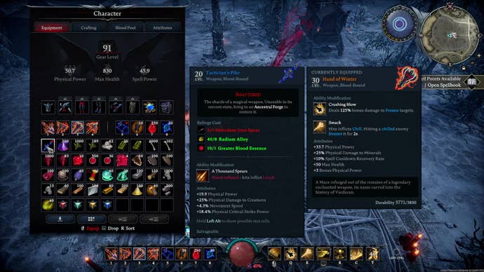 Looking through some endgame loot in V Rising.