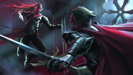Artwork of two vampires having a fight in V Rising
