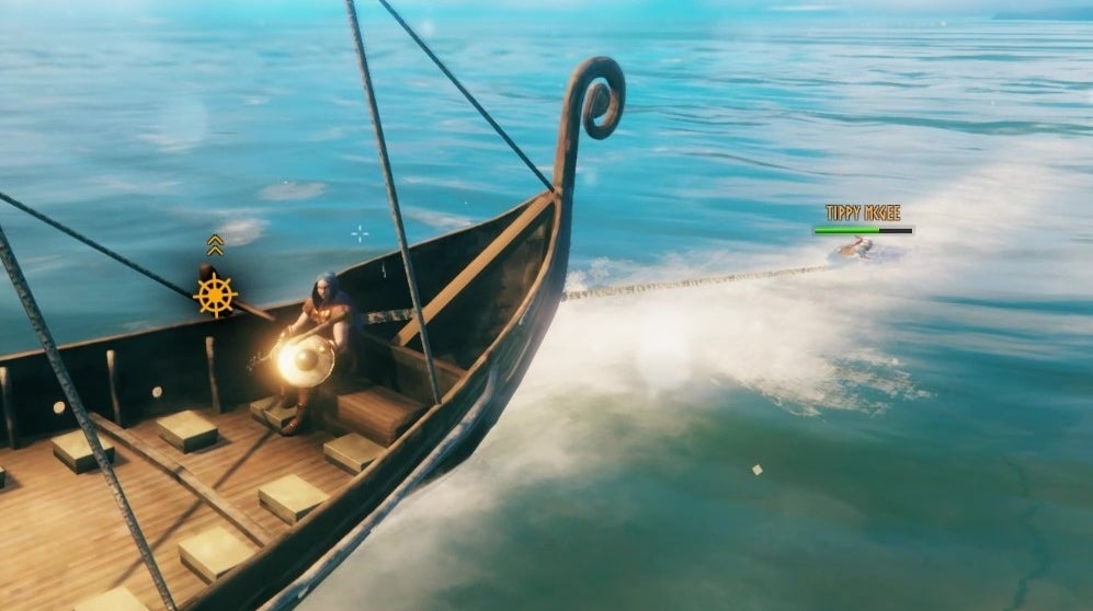 Valheim players are waterskiing with carts to transport items ...
