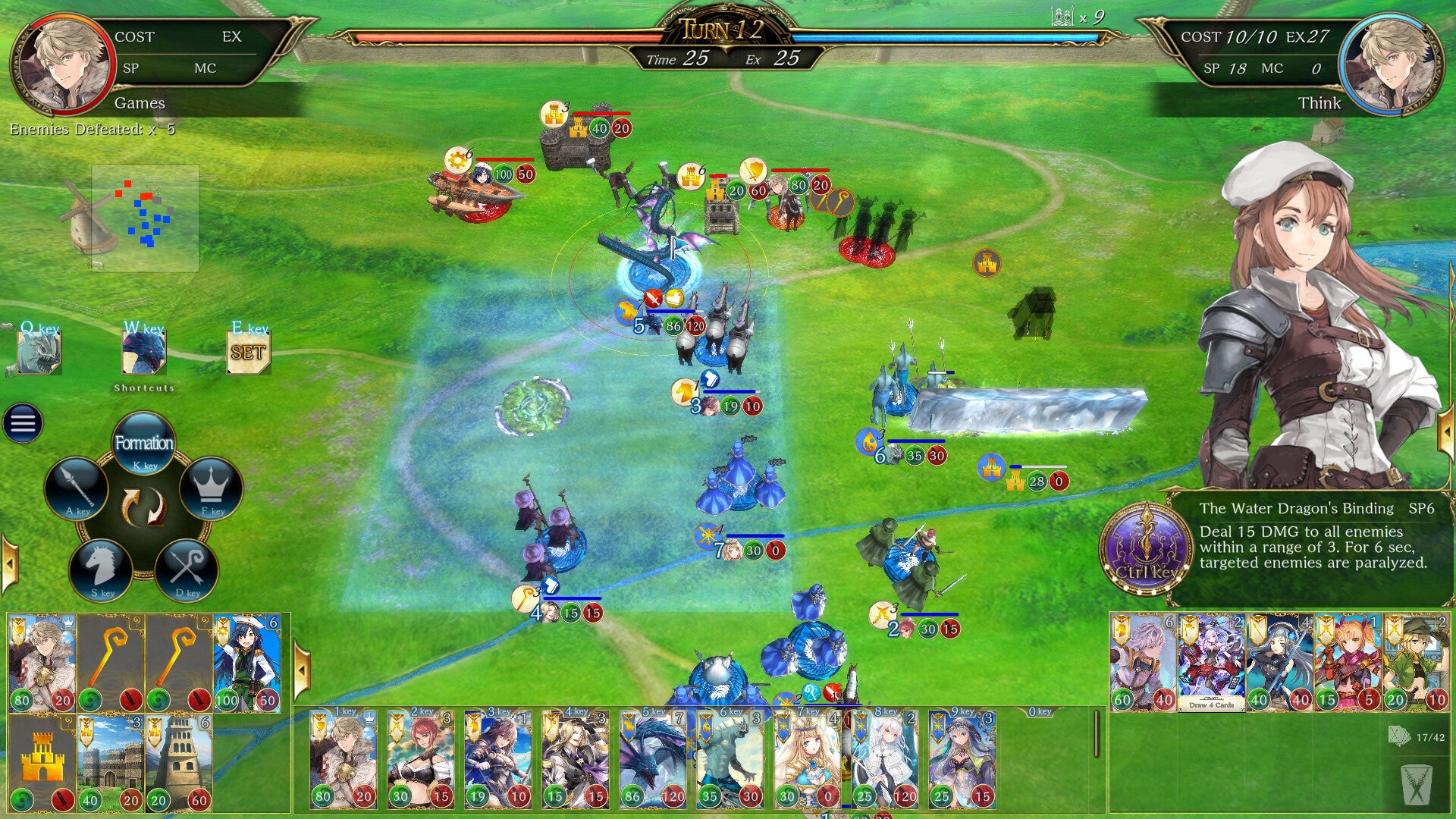 A top down view of a grassy battlefield, where fantasy units go head to head in Valiant Tactics EX - 1