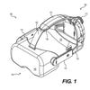 An isometric line drawing of a VR headset from a patent filing by Valve.