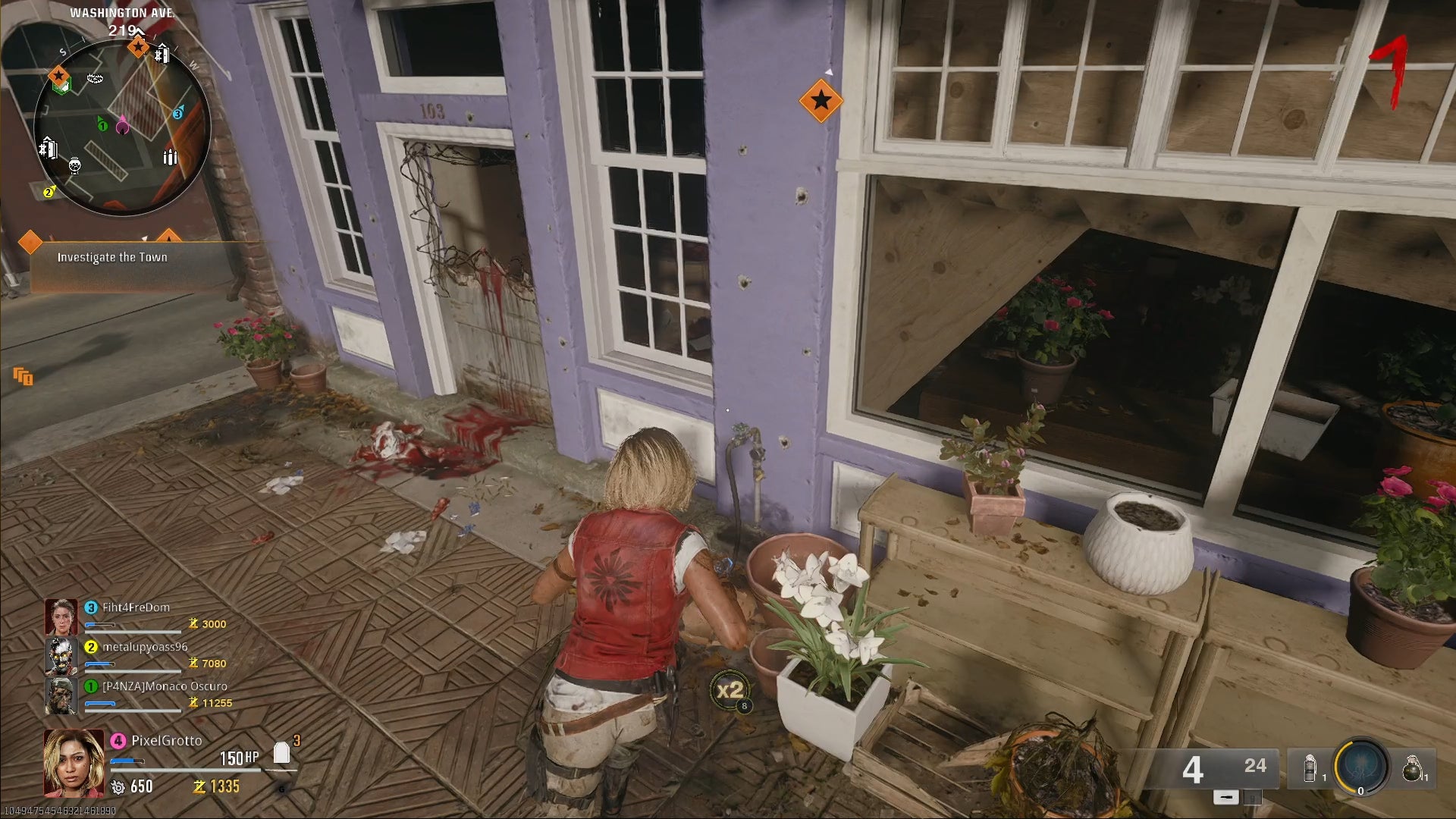 Interacting with the water valve by Lily's Flowerpot on the Liberty Falls map in Black Ops 6 Zombies. - 4