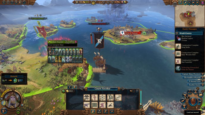 Noctilus sails through Ulthuan in Total War: Warhammer 3