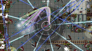 A load of lasers in a Vampire Survivors screenshot.