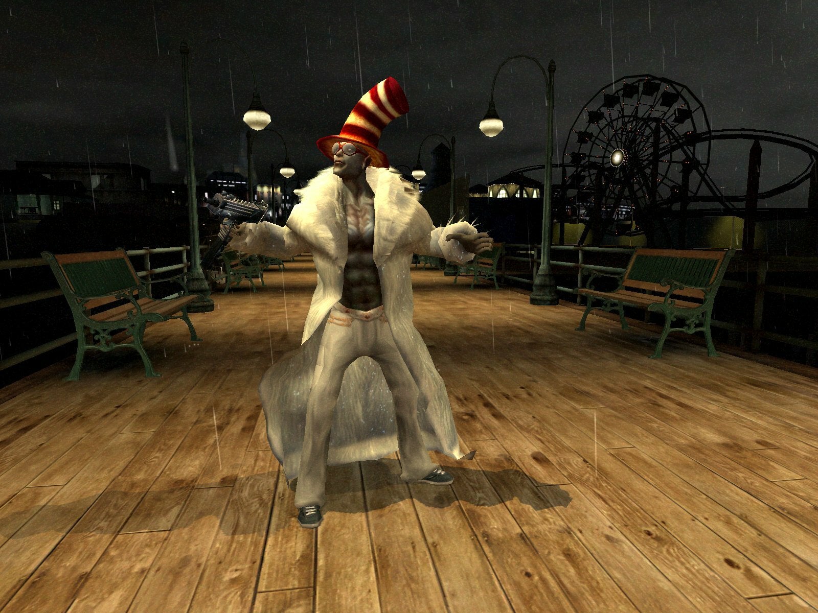 A male vampire dressed as The Cat in the Hat wields an automatic weapon on Santa Monica Pier. - 3