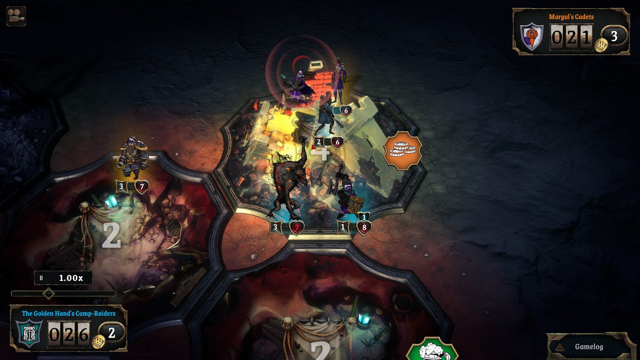 A werewolf fights a dwarf in Vanguard Exiles. - 1