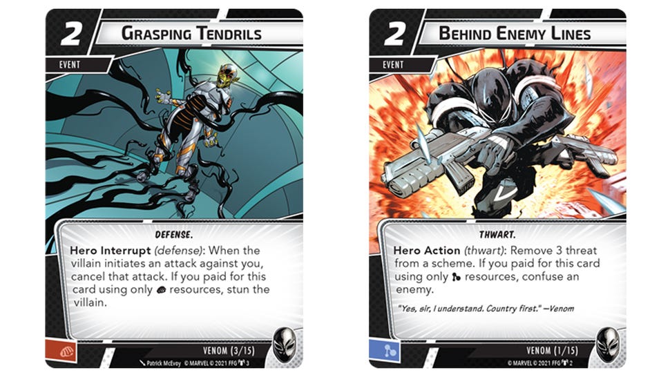 Venom Hero Pack cards two