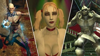 A male Malkavian, Jeanette Voerman, and the Gargoyle face the viewer from separate panels.