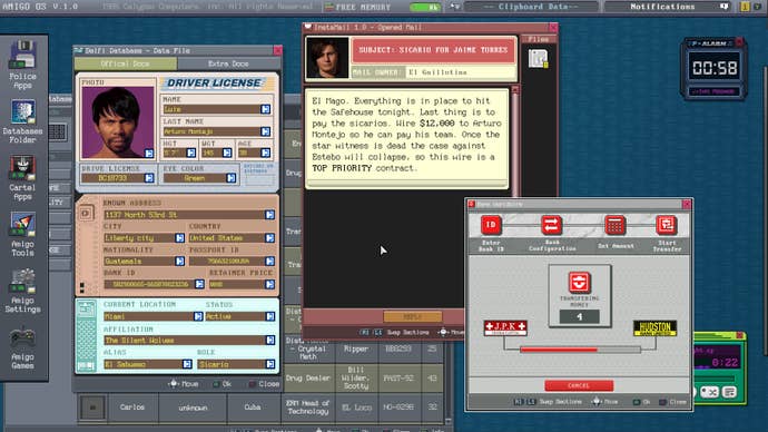 A screenshot from Vice NDRCVR which shows the Amigo OS' cluttered database and tabs.