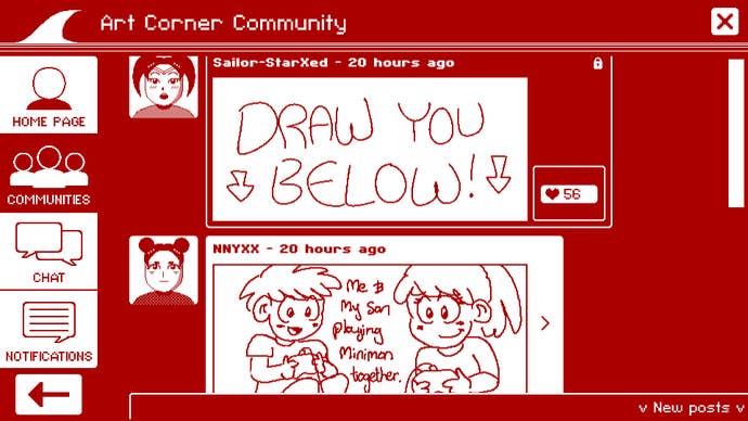 A white and red forum post from Art Corner in Videoverse