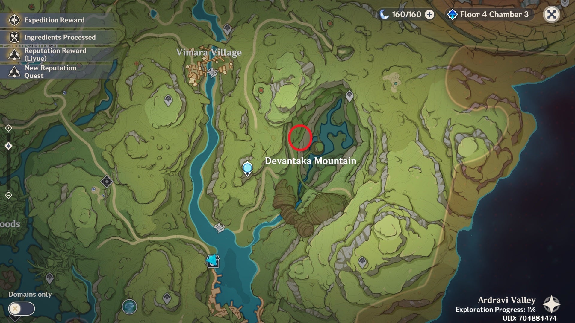 Vimana Agama quest location in circled on map (genshin impact) - 10