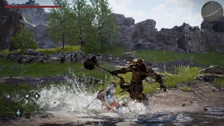 A character slashes at an enemy during a battle in action-RPG Vindictus: Defying Fate