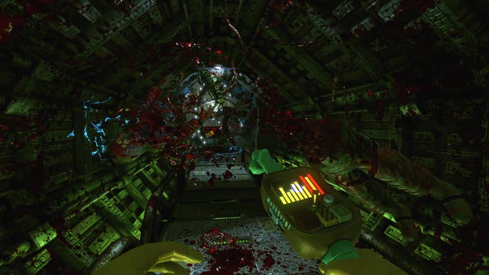 A floating corpse in a Viscera Cleanup Detail screenshot.