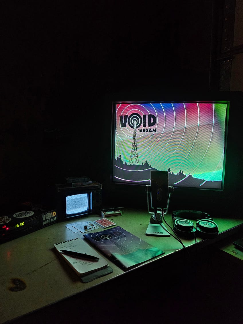 Broadcasting set up for solo RPG VOID 1680 AM