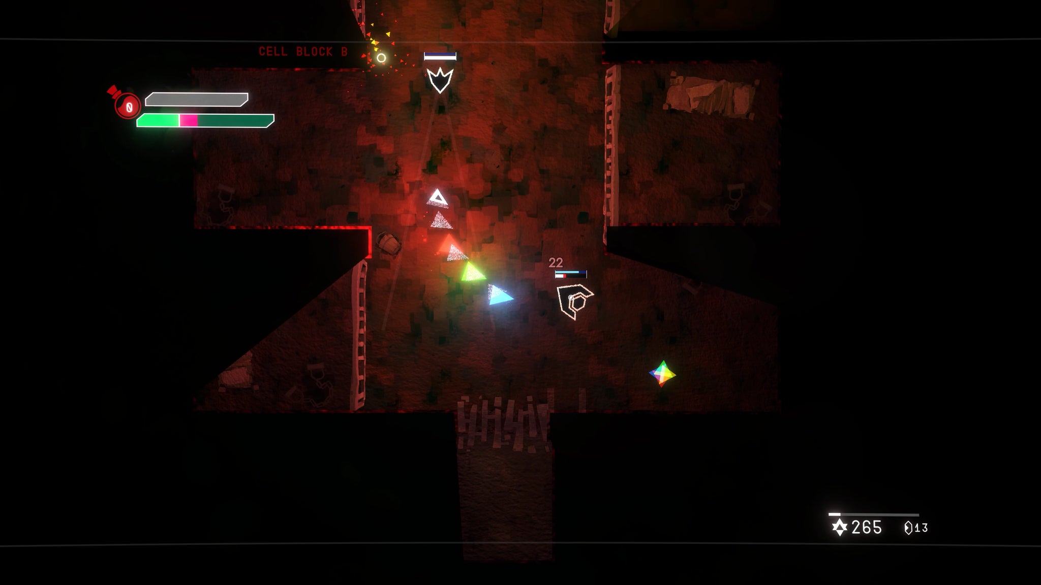 A triangle fights a prison archer in Void Sols - 4