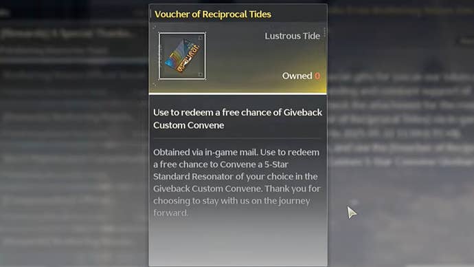 The Voucher of Reciprocal Tides, an item that lets you get a free 5-Star Resonator in Wuthering Waves.