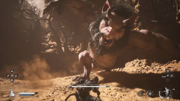 Battling the Prince of Flowing Sands in one of Black Myth: Wukong’s boss battles.