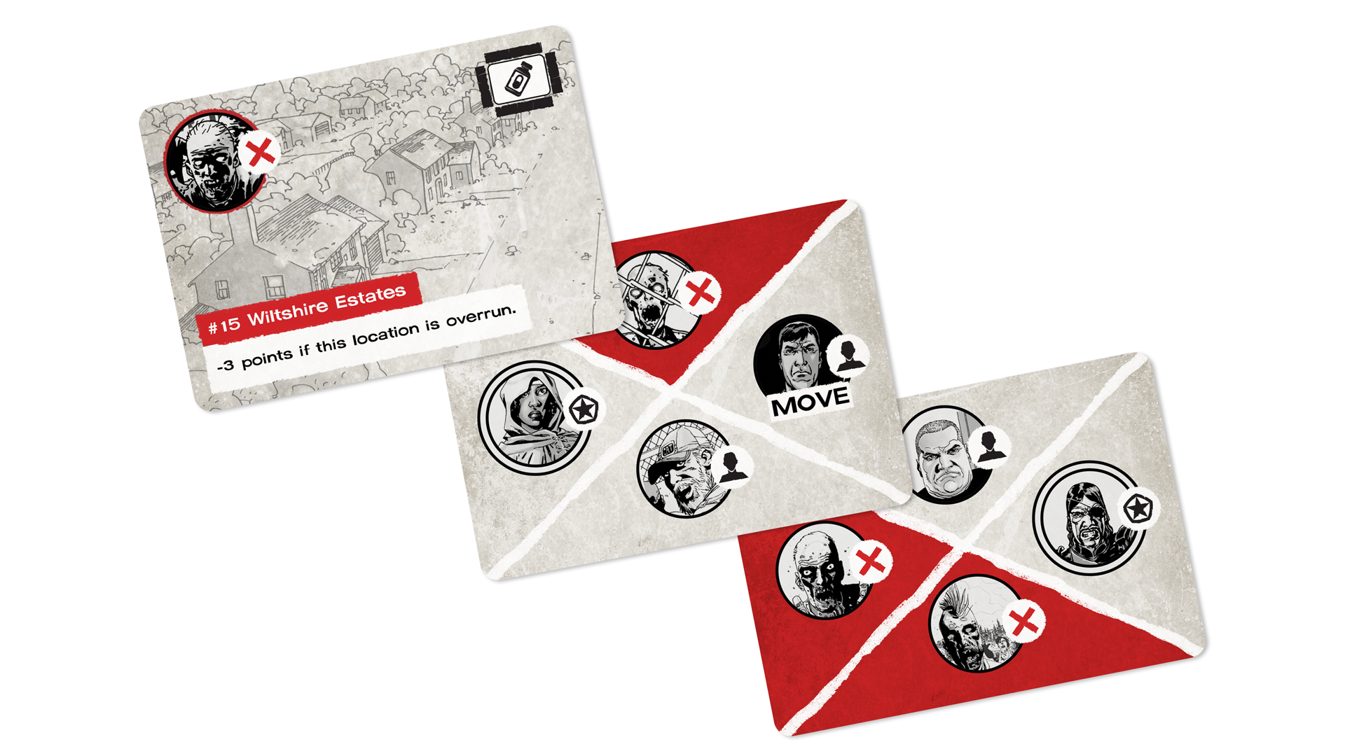 Registro visual de The Walking Dead: Surrounded espreme toda a franquia de zumbis em um pequeno jogo de cartas
