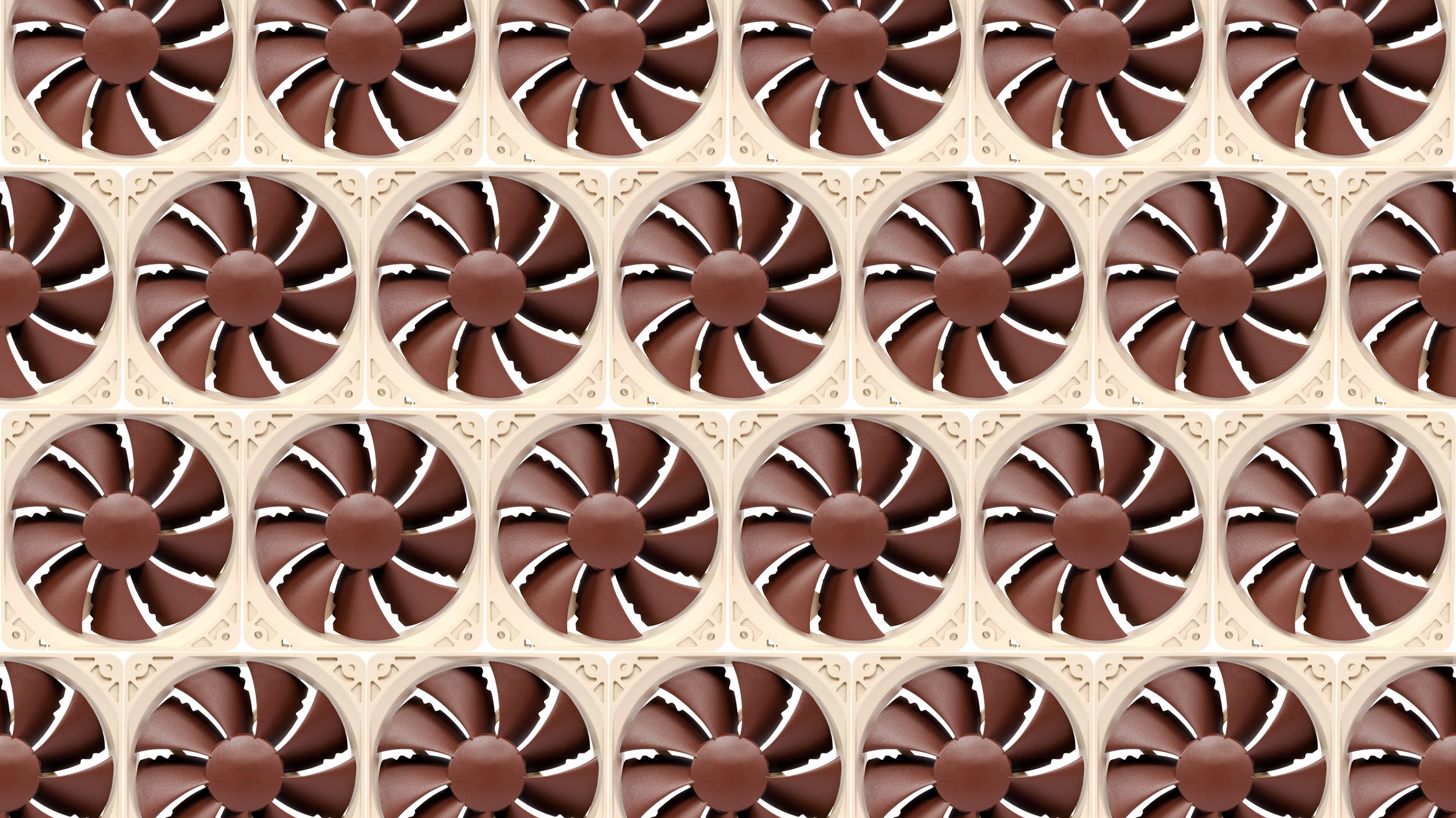 a tiled image of noctua nf-p12 case fans in brown and beige