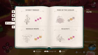 The pages of a book, showing crafting recipes for definite kinds of fabrication works successful Wanderstop.