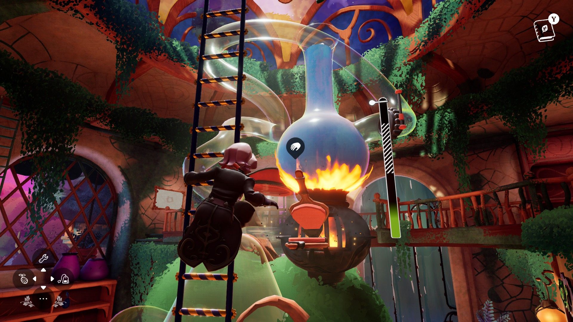 Alta flaps the bellows to heat the water in the tea machine. - 33