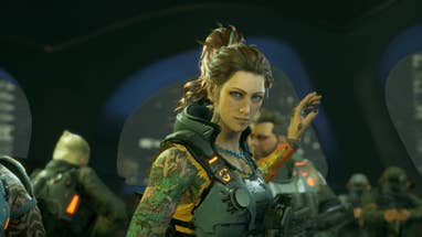 Stone holds calls for her teammates not to get involved as a mysterious enemy approaches off camera in Wanted: Dead.