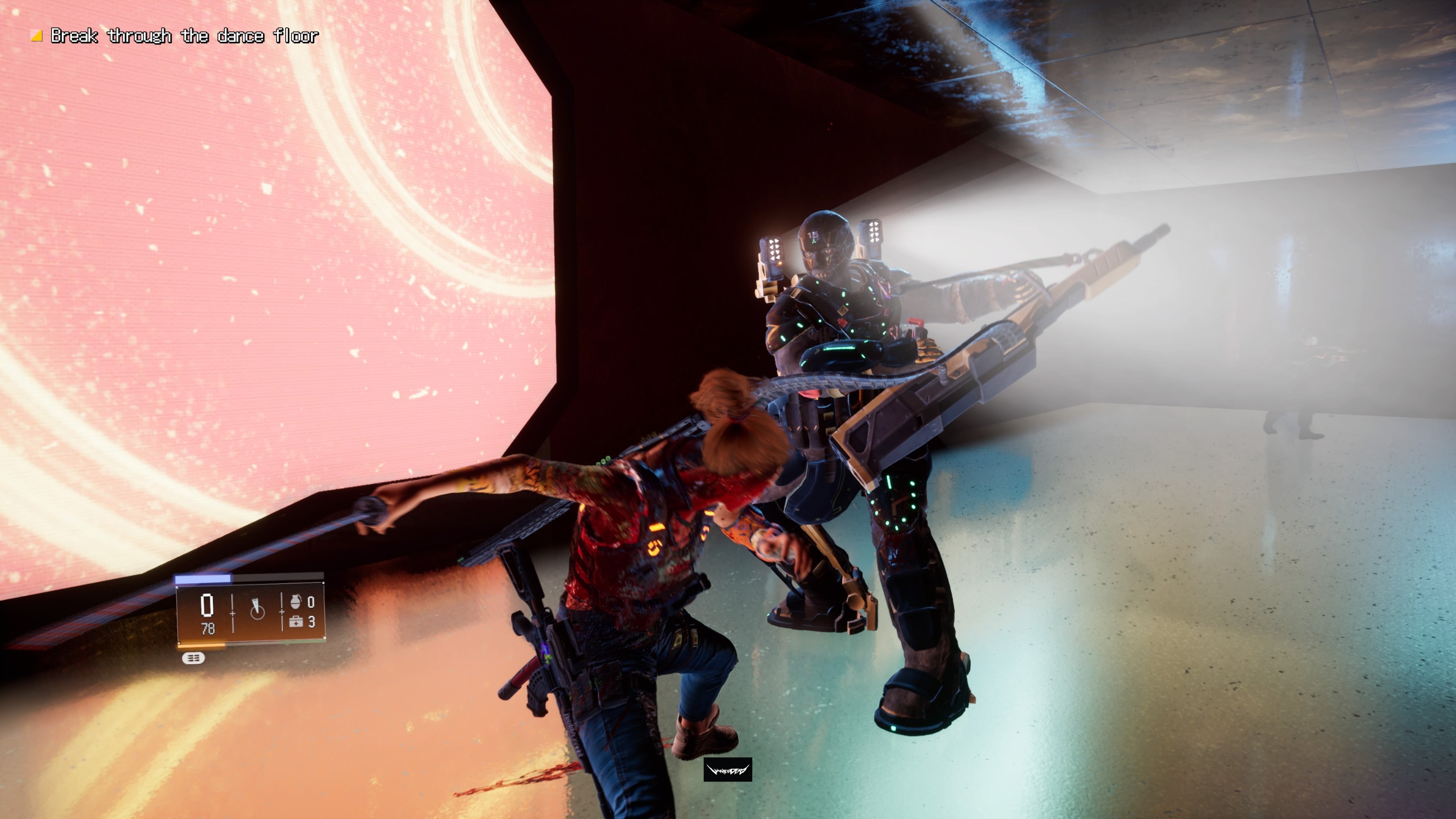 Wanted: Dead review - attacking a robotic enemy with a massive gun with your katana