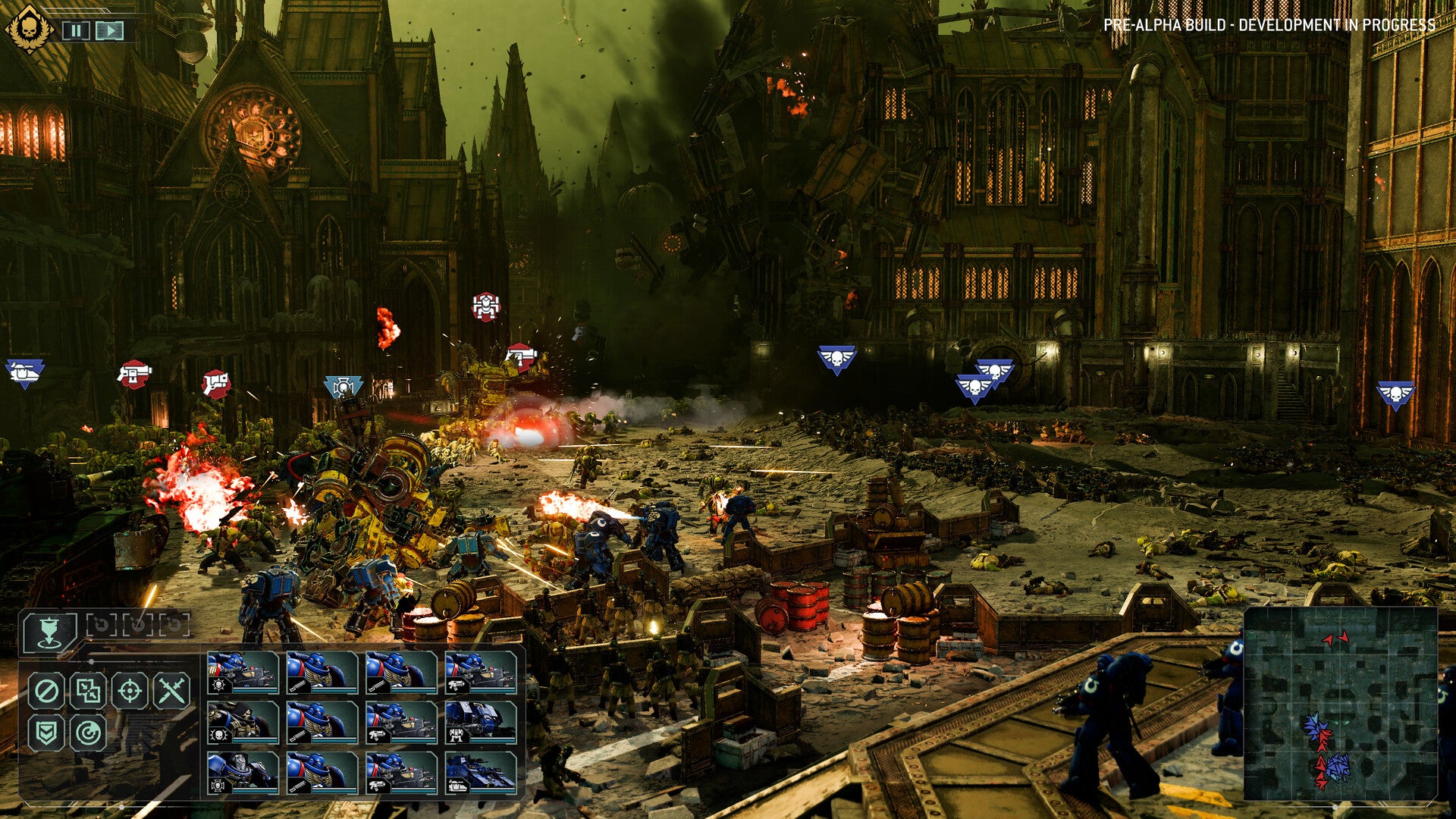 An up-close battle between Space Marines and Orks in Total War: Warhammer 40,000