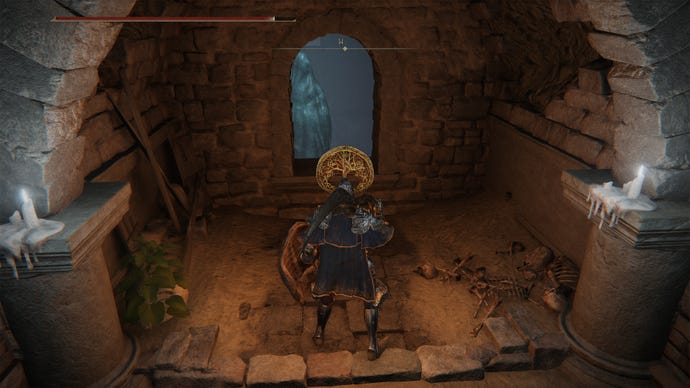 A window in the Elden Ring War-Dead Catacombs.