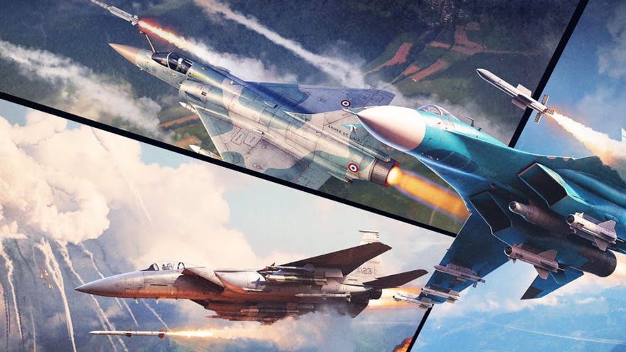 Artwork for War Thunder’s Seek & Destroy update. An explosion in the bottom left corner is identical to the distinct image of the Space Shuttle Challenger disaster.