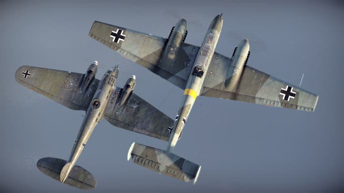 War Thunder screenshot of two fighter planes flying parallel to each other