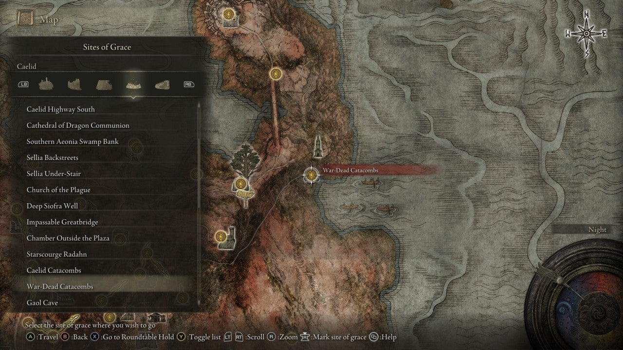 War-Dead Catacombs Grace in Elden Ring