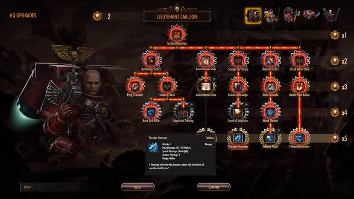 A character’s skill tree in a Warhammer 40,000: Battlesector screenshot.