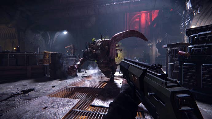 Chaos Spawn charges in Warhammer 40,000: Darktide.