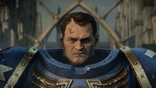 An Ultramarine in Warhammer 40,000: Space Marine 2's trailer.