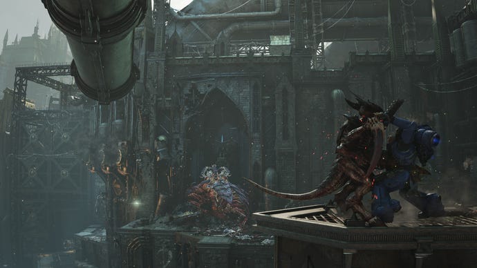 Titus struggles with an enemy in hand-to-hand combat amid the ruins of a city.