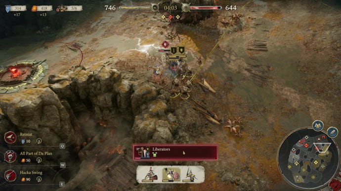 Liberators and Orruks clash in a multiplayer match in Warhammer Age Of Sigmar: Realms Of Ruin