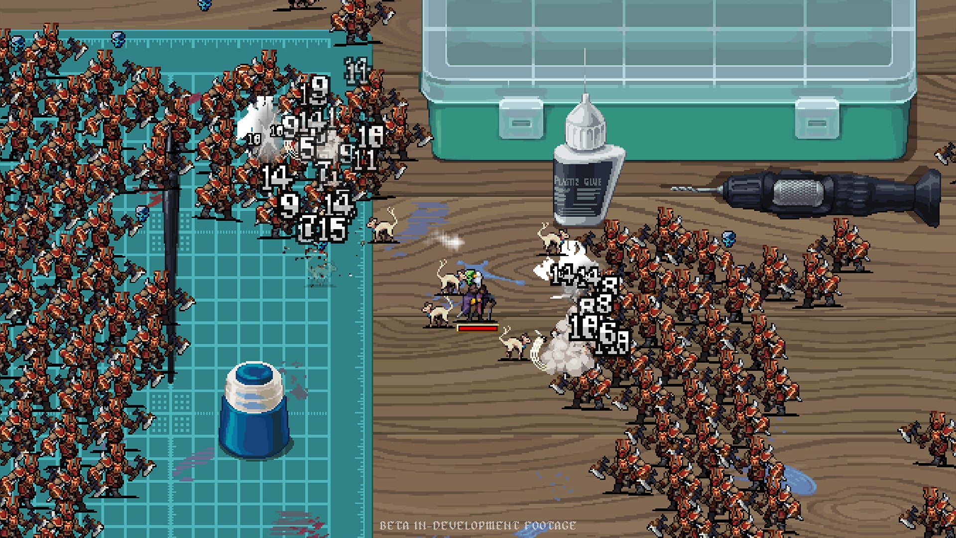 A wave of enemies attacking in Warhammer Survivors