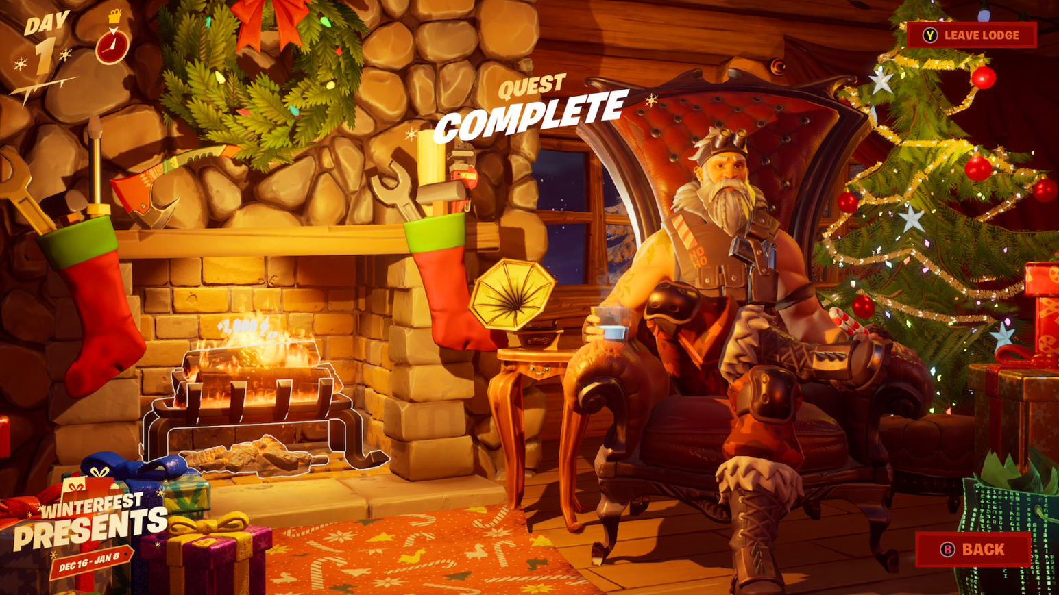 Fortnite Cozy Lodge location and how to warm yourself at the Yule log