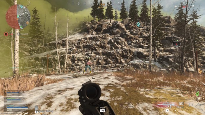 I face a very rocky cliff face in Warzone.