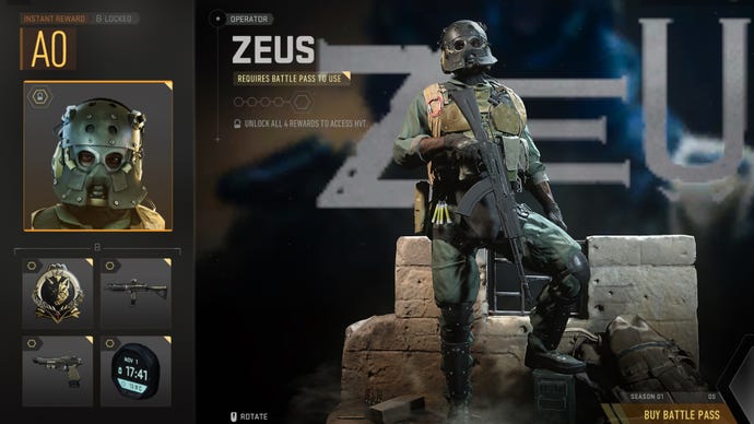 A screenshot of the A0 Sector screen in the Warzone 2 Battle Pass.