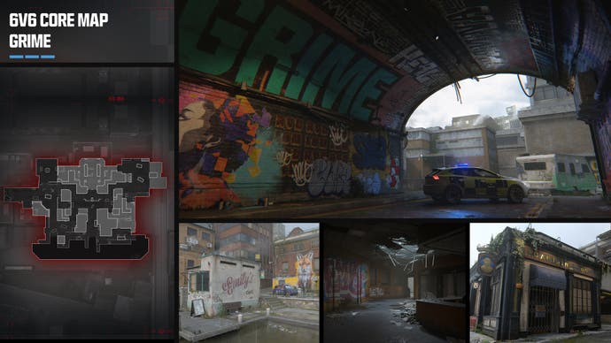 An overview of the map layout and screenshots for the map Grime coming to MW3 in Season 3.