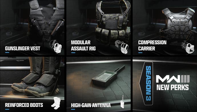 Various new perks and equipment coming to Modern Warfare 3 in Season 3.